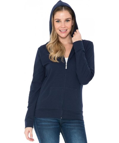 Women's Hoodie Jacket - Full Zip Up Slim Fit Hooded Top Lightweight Stretch Active Yoga Workout Sweatshirt Pullover Navy $15....