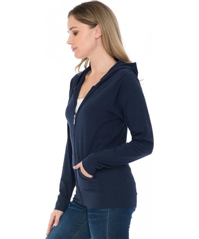 Women's Hoodie Jacket - Full Zip Up Slim Fit Hooded Top Lightweight Stretch Active Yoga Workout Sweatshirt Pullover Navy $15....