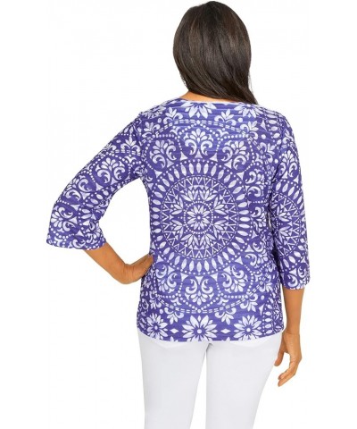 Women's Medallion Crew Neck Top Purple $17.50 T-Shirts