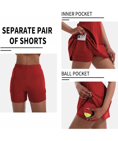 Tennis Dress for Women, Tennis Golf Dresses with Built in Shorts and Pockets for Sleeveless Workout Athletic Dresses Red $16....