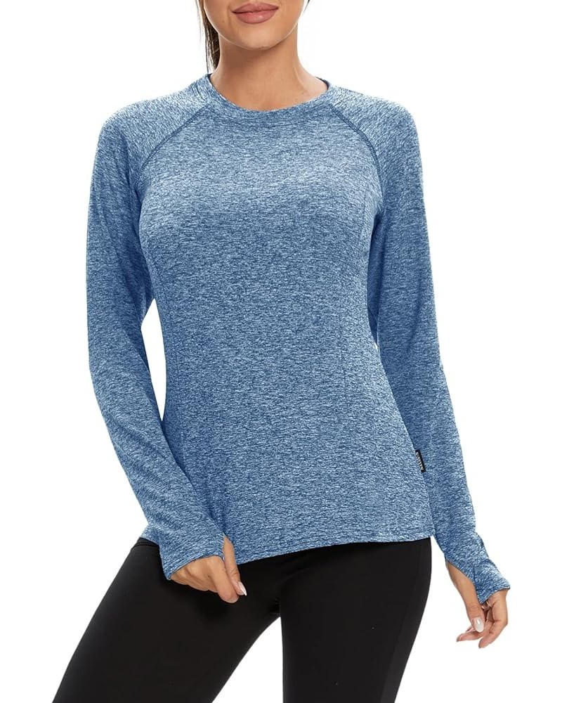 Women's Thermal Fleece Running Shirts Compression Shirts Quick Dry Workout Pullover Tops with Thumb Holes Fleece Crew Neck-ha...