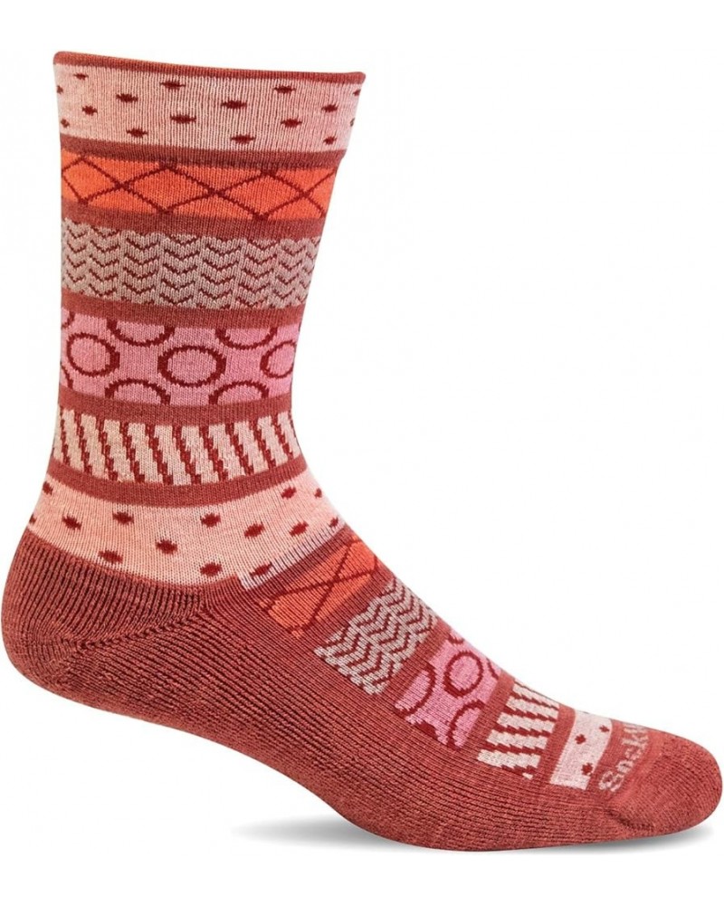 Women's Herringbone Tweed Crew Sock Fairisle Pop Red Rock $10.97 Activewear