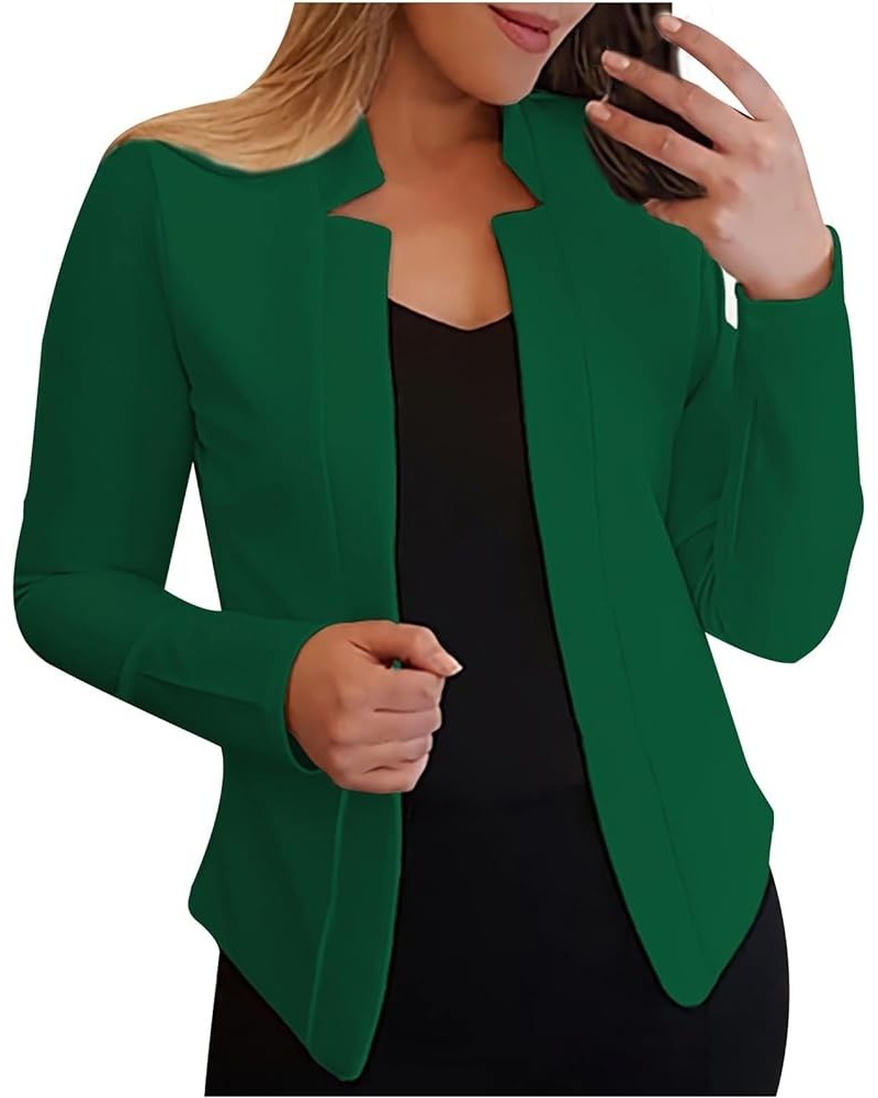 Womens Open Front Blazer Jacket Dressy Casual Work Business Suit Blazers Solid Long Sleeve Basic Cardigan Outfits 01-green $4...