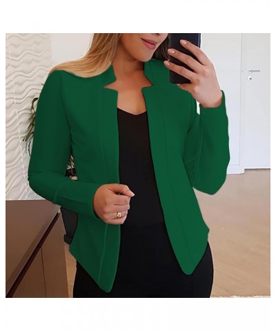 Womens Open Front Blazer Jacket Dressy Casual Work Business Suit Blazers Solid Long Sleeve Basic Cardigan Outfits 01-green $4...