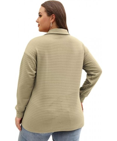 Womens Plus Size Sweatshirts Lapel Collar Casual Long Sleeve Tunic Tops Khaki $16.32 Hoodies & Sweatshirts