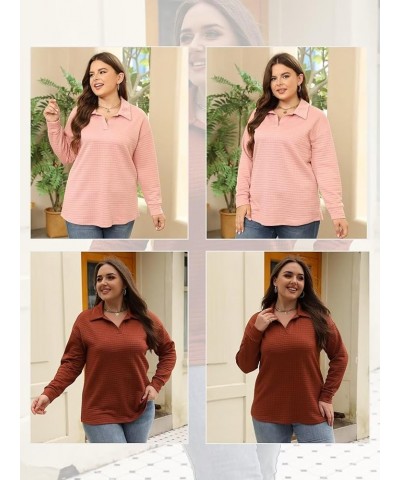 Womens Plus Size Sweatshirts Lapel Collar Casual Long Sleeve Tunic Tops Khaki $16.32 Hoodies & Sweatshirts