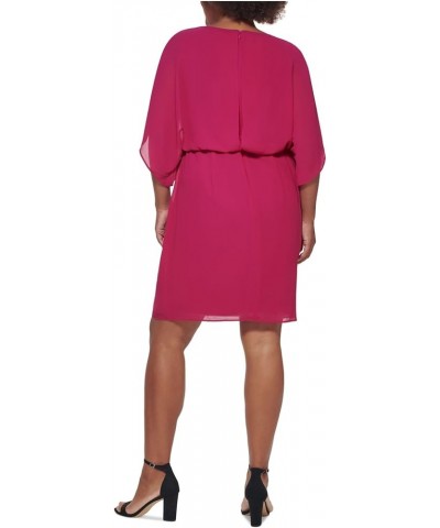 Womens Plus Chiffon Draped Midi Dress Fuschia $10.91 Dresses