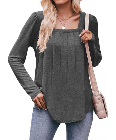 Fall & Winter Tunic Tops for Women Loose Fit Long Sleeve Shirts Square Neck Tops Long Sleeve-grey $12.74 Tops