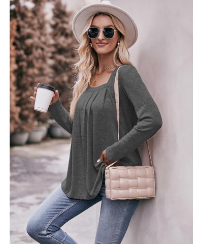 Fall & Winter Tunic Tops for Women Loose Fit Long Sleeve Shirts Square Neck Tops Long Sleeve-grey $12.74 Tops