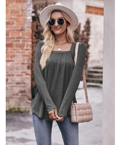 Fall & Winter Tunic Tops for Women Loose Fit Long Sleeve Shirts Square Neck Tops Long Sleeve-grey $12.74 Tops