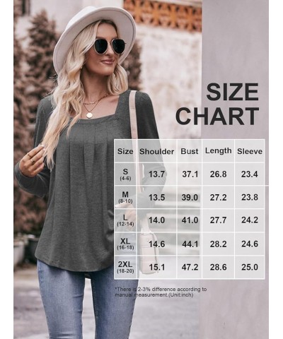 Fall & Winter Tunic Tops for Women Loose Fit Long Sleeve Shirts Square Neck Tops Long Sleeve-grey $12.74 Tops