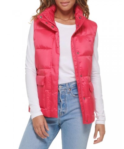 Women's Sporty Box Quilted Puffer Vest, Lightweight Berry, Medium $38.00 Vests