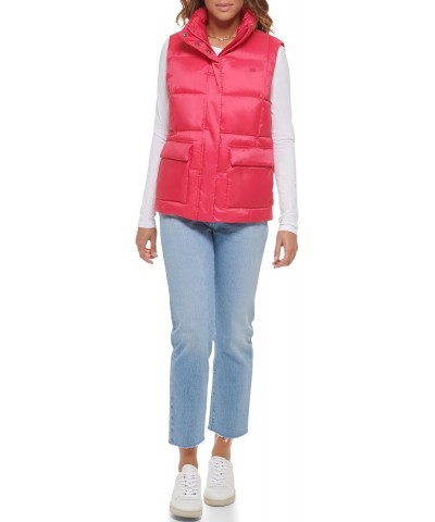 Women's Sporty Box Quilted Puffer Vest, Lightweight Berry, Medium $38.00 Vests