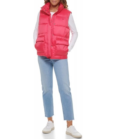 Women's Sporty Box Quilted Puffer Vest, Lightweight Berry, Medium $38.00 Vests