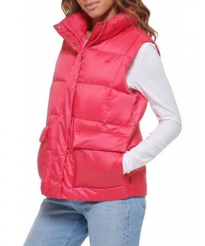 Women's Sporty Box Quilted Puffer Vest, Lightweight Berry, Medium $38.00 Vests