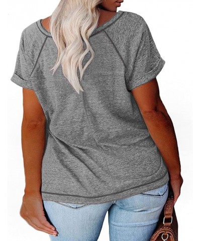 Plus-Size Tops Women Short Sleeve T Shirts Crew Neck Tees Tunics XL-5XL Light Grey $12.48 T-Shirts