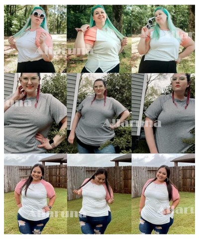 Plus-Size Tops Women Short Sleeve T Shirts Crew Neck Tees Tunics XL-5XL Light Grey $12.48 T-Shirts