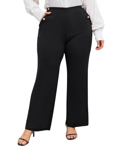 Plus Size Dress Pants for Women Stretch Pull On Flare Pants Pockets Dressy Business Casual Work Pants Black $19.19 Pants