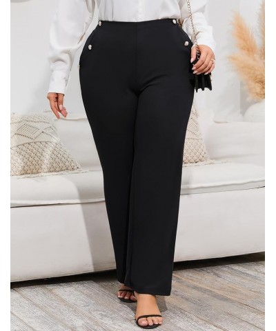 Plus Size Dress Pants for Women Stretch Pull On Flare Pants Pockets Dressy Business Casual Work Pants Black $19.19 Pants