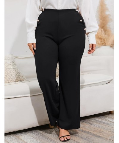 Plus Size Dress Pants for Women Stretch Pull On Flare Pants Pockets Dressy Business Casual Work Pants Black $19.19 Pants