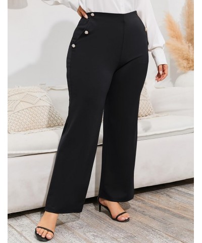 Plus Size Dress Pants for Women Stretch Pull On Flare Pants Pockets Dressy Business Casual Work Pants Black $19.19 Pants