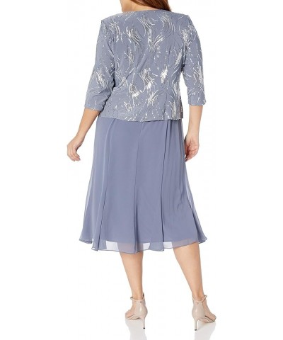 Women's Plus Size Tea Length Special Occasion Jacket Dress Steel Blue Plus $57.22 Dresses