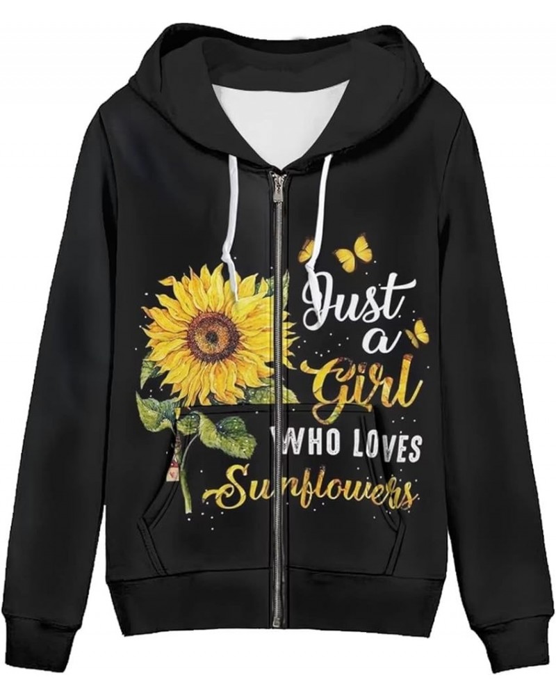 XS-5XL Zip Up Hoodie for Women Sweatshirt Pullover Sunflower Design $21.33 Hoodies & Sweatshirts