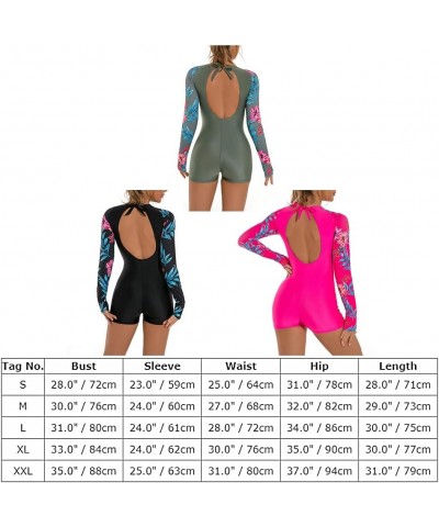 Womens Rash Guard Long Sleeve Swimsuit Zipper One Piece Bathing Suit with Boyshort Bottom UPF 50+ Surfing Swimwear Olive Gree...