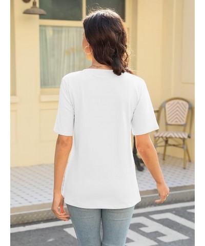 Women's Color Block/Solid Tops Short Sleeve V Neck T Shirts Summer Casual Tees B White $14.83 T-Shirts