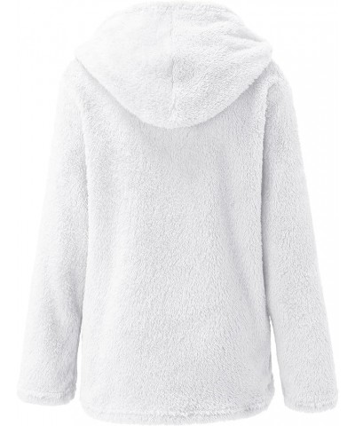 Women Fuzzy Fluffy Plush Hoodies Fleece Casual Solid Long Sleeve Sweatshirts Winter Warm Thermal Blouse Tops B-white $11.25 Tops