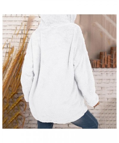 Women Fuzzy Fluffy Plush Hoodies Fleece Casual Solid Long Sleeve Sweatshirts Winter Warm Thermal Blouse Tops B-white $11.25 Tops