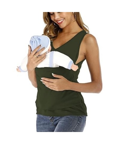 Women's T-Shirts Soothe V Neck Sleeveless Kangaroo Tank Tops (Green,M) XX-Large Green $15.67 Tanks