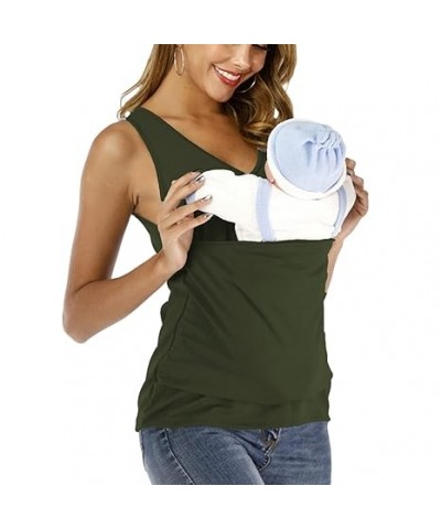 Women's T-Shirts Soothe V Neck Sleeveless Kangaroo Tank Tops (Green,M) XX-Large Green $15.67 Tanks