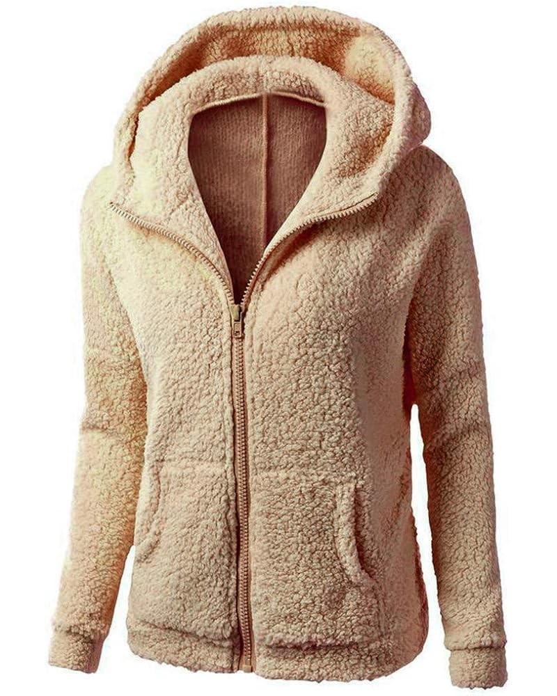 Women Winter Warm Fleece Jackets Sherpa Lined Coats Full Zip Up Fuzzy Hooded Sweatshirts Casual Outwear with Pockets 017 Brow...