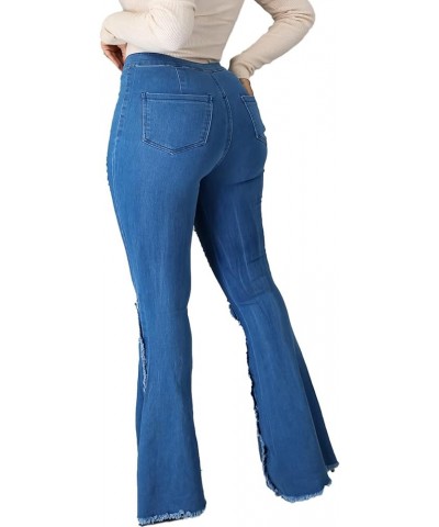 Bell Bottom Jeans for Women Elastic Skinny Ripped Hole Classic Denim Pants 2432dark Blue $13.34 Jeans