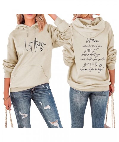 Women Hoodie Let Them Misunderstand You Sweatshirt Lightweight Loose Casual Funny Inspiring Pullover with Pocket Beige $12.32...