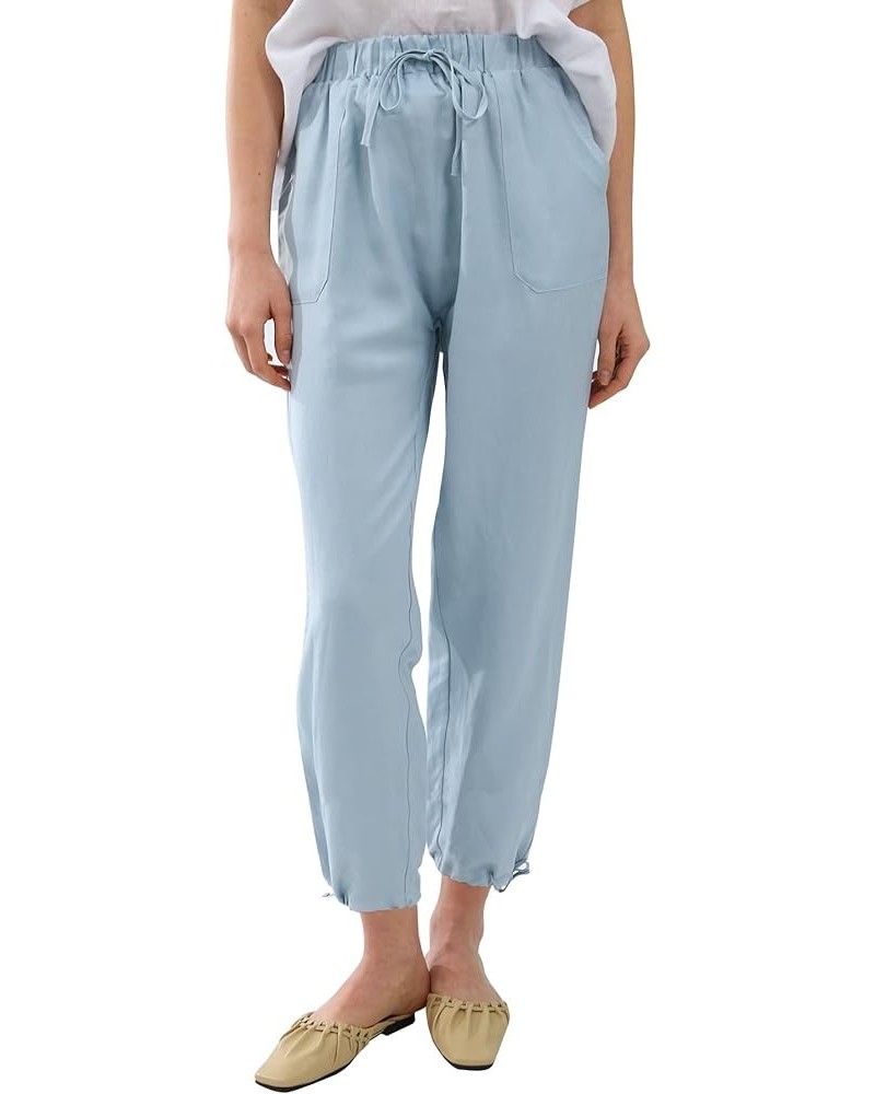 Womens Linen High Waist Pencil Pants with Pockets Drawstring Trousers Blue $14.24 Pants