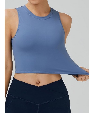 Womens Sport Bras High Neck Removable Padded Yoga Crop Tops Longline Workout Tank Tops Navy Ink Blue $13.99 Lingerie