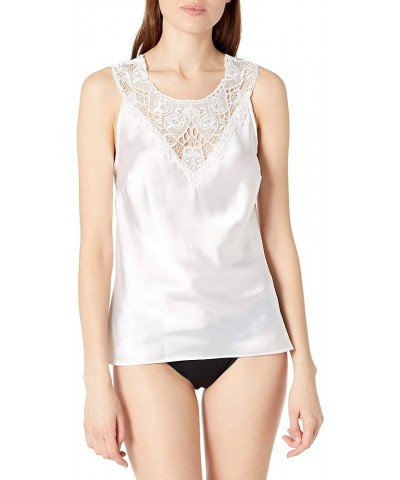 Women's Charmeuse Camisole with Medallion Lace White $10.72 Tanks