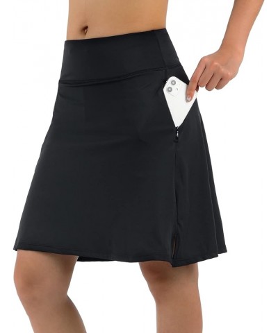 Women's Skorts Skirts 20" Knee Length,Tennis Golf Pickleball Sports Skirts with High Waisted Zipper Pockets Black $17.60 Skirts