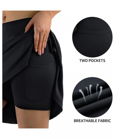 Women's Skorts Skirts 20" Knee Length,Tennis Golf Pickleball Sports Skirts with High Waisted Zipper Pockets Black $17.60 Skirts