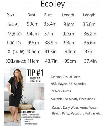 Casual Loose Summer Dresses for Women with Pockets V Neck Swing Flowy Beach Sundress Cuffed Sleeve Comfy 01 Deep Purple $11.9...