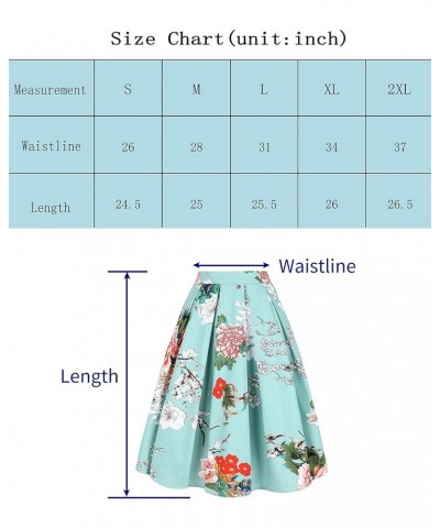 Women's Vintage A-line Printed Pleated Flared Midi Skirt with Pockets Santa Claus $12.69 Skirts