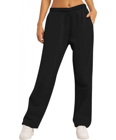 Women's Fleece Sweatpants Warm Baggy Soft High Waisted Pants Comfy Fall Joggers Lounge with Pockets A04 Black $10.82 Activewear