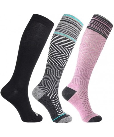 JAVIE 76% Merino Wool Graduated Compression Socks for Women & Men (15-20mmHg) Small 3 Pairs: 1 Pure Black+ 1 Black+ 1 Pink $1...