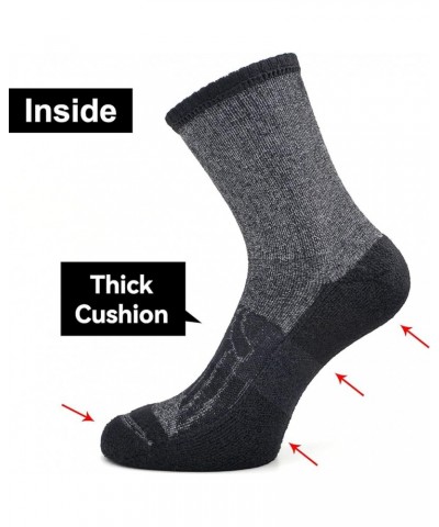 Merino Wool Cushioned Hiking Socks for Men Women, Warm Crew Walking & Boot Socks for Trekking, Work, Outdoor 4 Pairs Black $1...