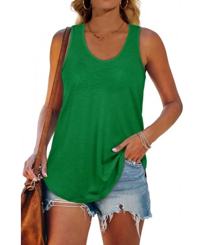 Womens Tank Tops Racerback Loose Shirts for Women Summer 14-green $11.34 Tanks