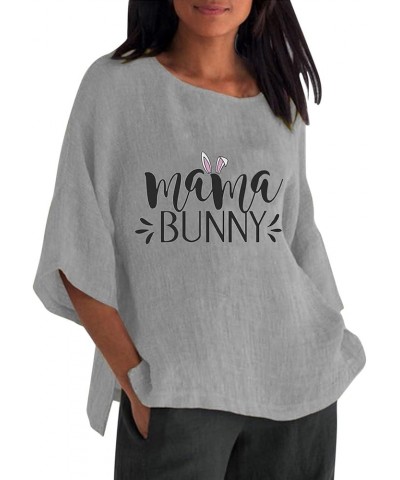 Womens Easter Outfit Easter Womens 3 of 4 Sleeve Crew Neck Rabbit Funny Patterns Loose Top T Trendy Tops for Women G2-grey $7...