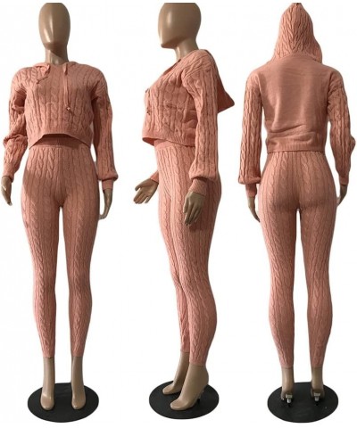 Women Cable Knitted 2 Pieces Outfits Long Sleeve Sweater Pullover Top Long Pants Lounge Sets Fall Winter 03pink $19.80 Active...