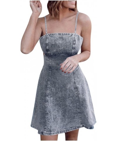 Women's Denim Tank Dress Sleeveless Zipper Front Split Midi Dresses Sexy Bodycon Club Party Dress 1-blue $10.02 Activewear